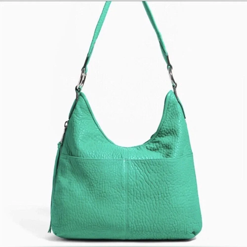 Aimee Kestenberg Good Times Teal Bubble Leather Hobo Bag